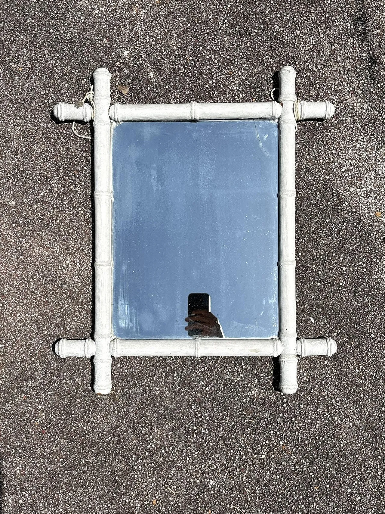 Specchio in bambù bianco, anni '30 12