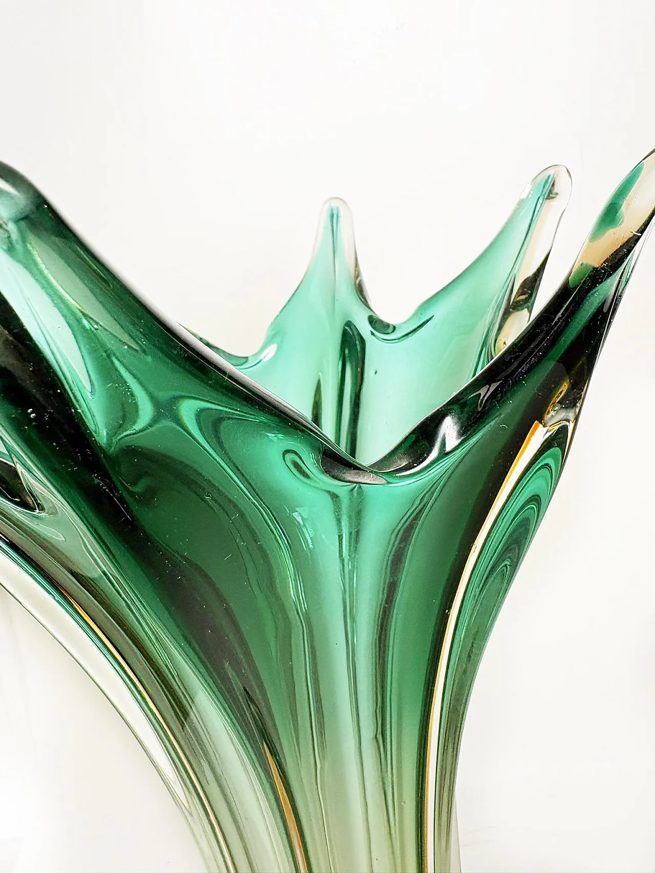 Grande vaso verde e trasparente, anni '50 10