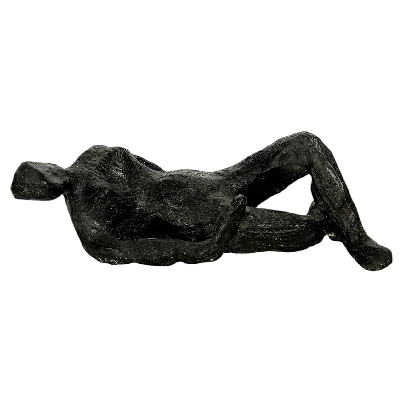 Scultura di donna reclinata in argilla Chamotte, anni '70 1