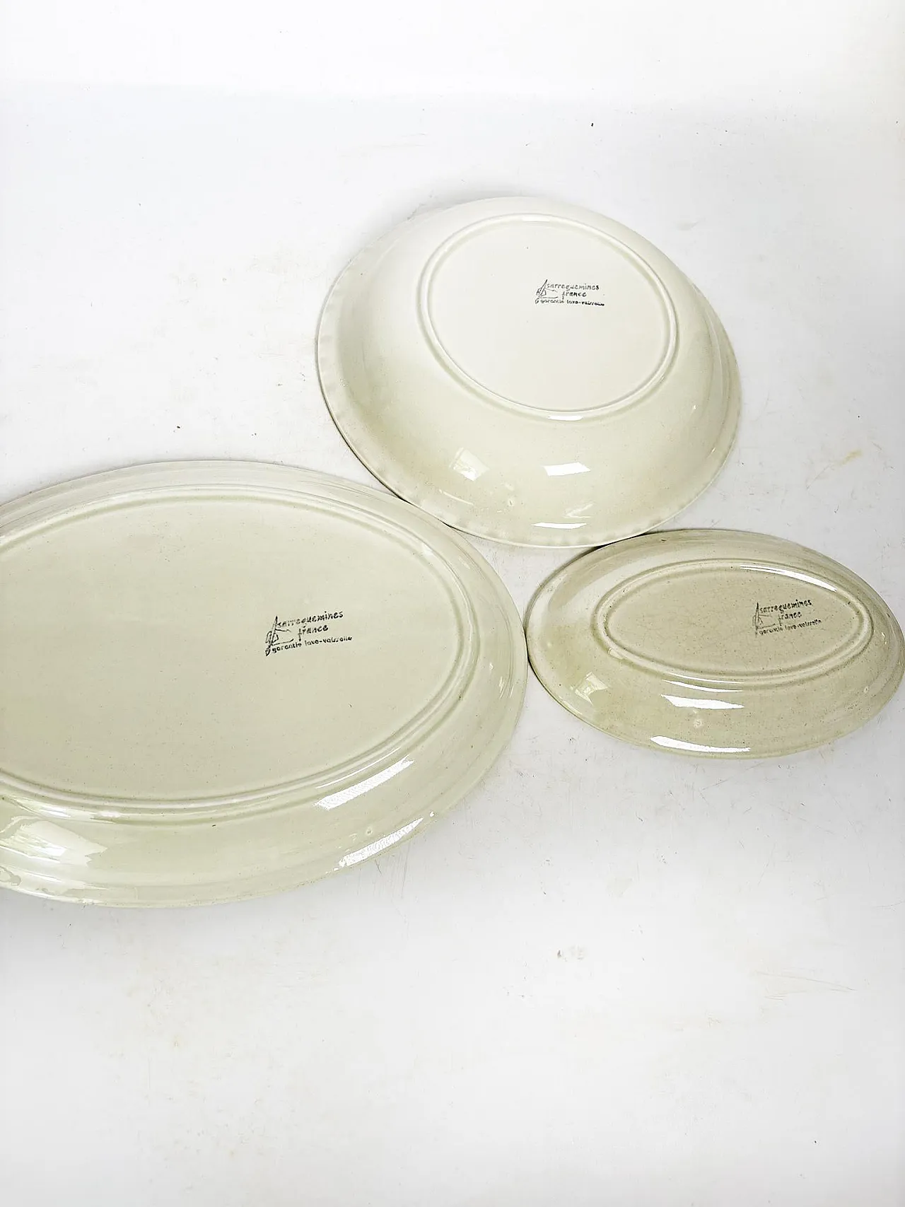 3 Piatti in ceramica di Sarreguemines con motivi di cardo, anni '70 10