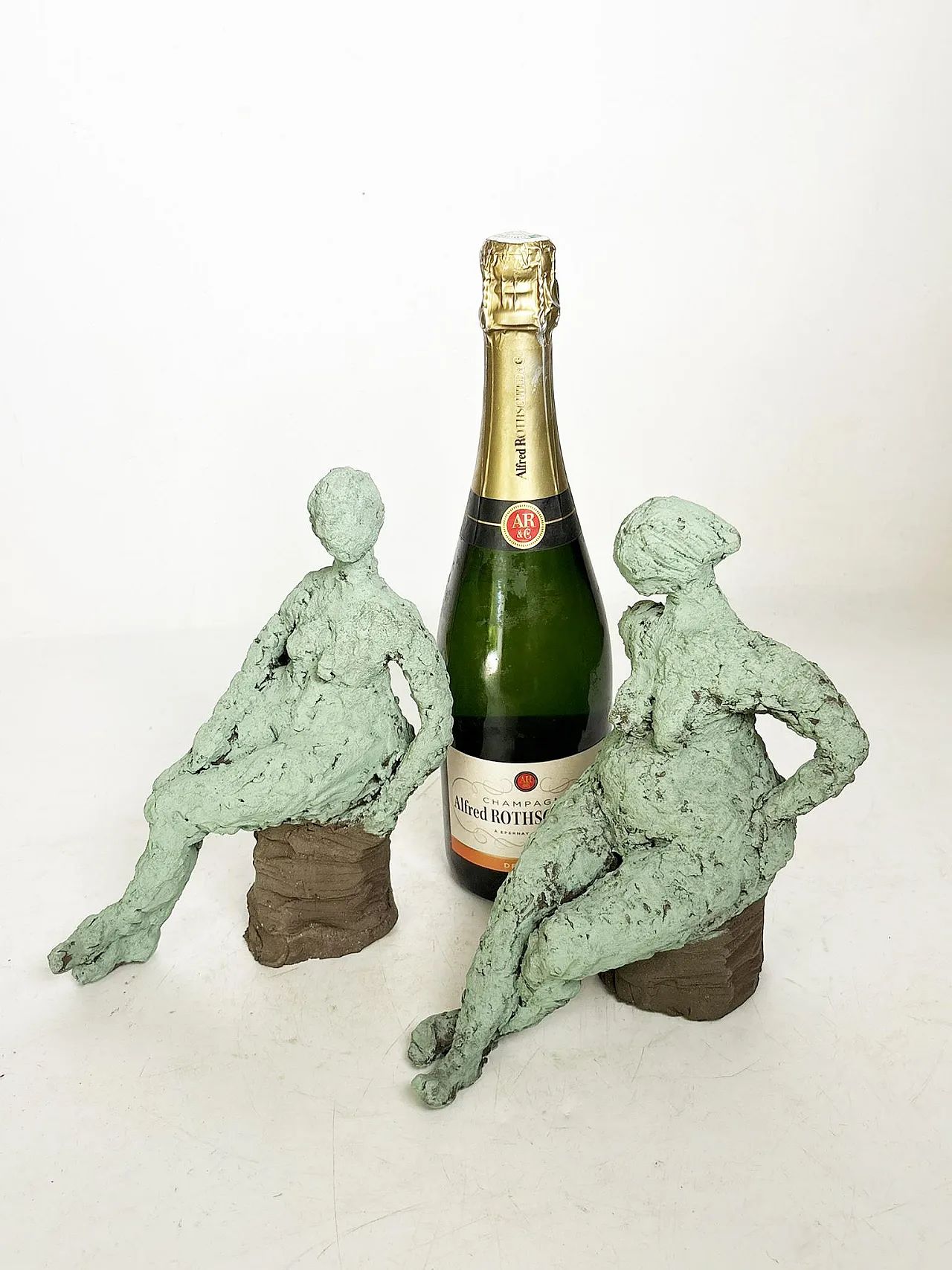 Coppia di sculture in argilla verde, anni '70 3