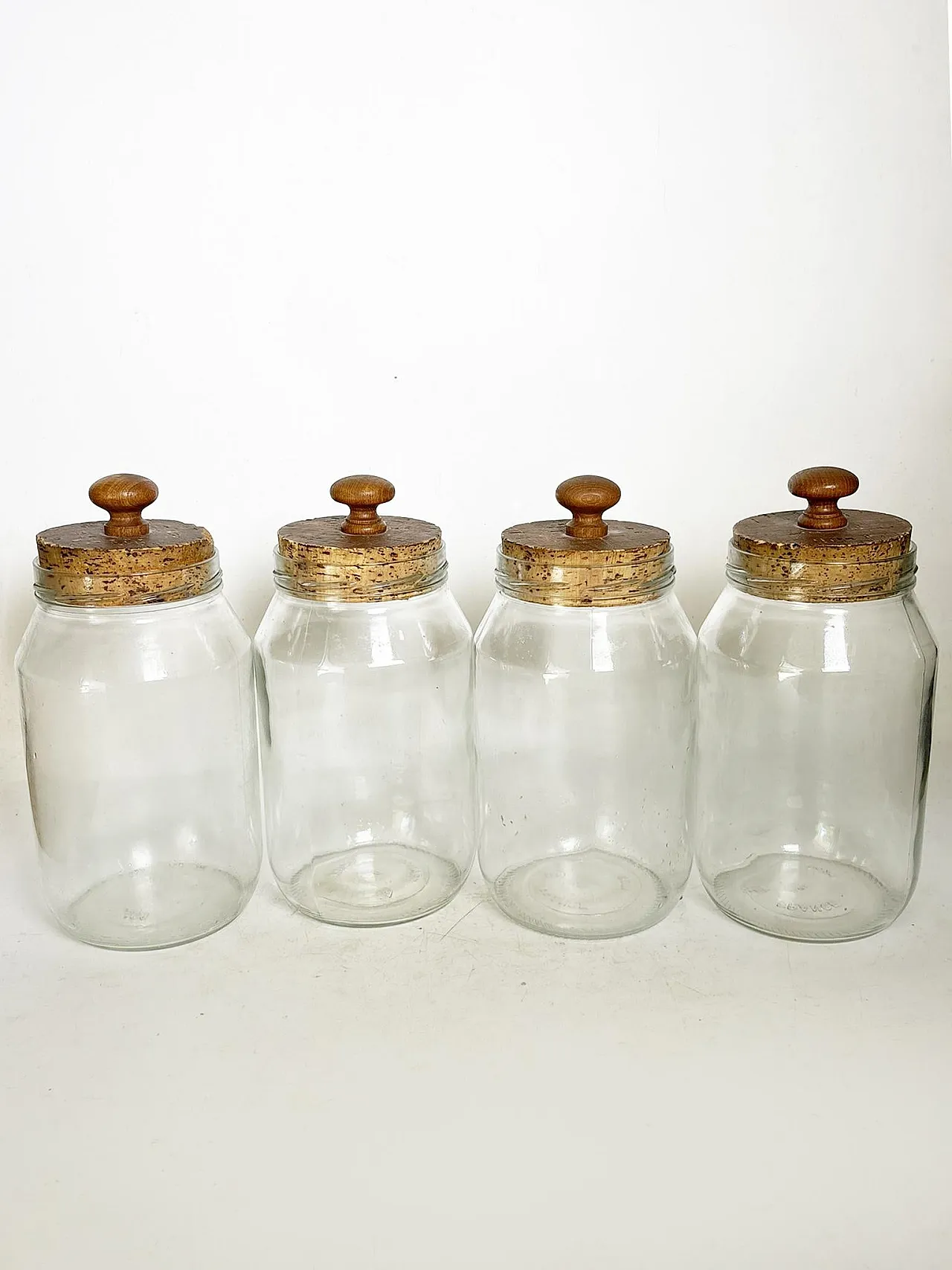 4 Barattoli di vetro con tappi di sughero, cucina decorativa, anni '50 2