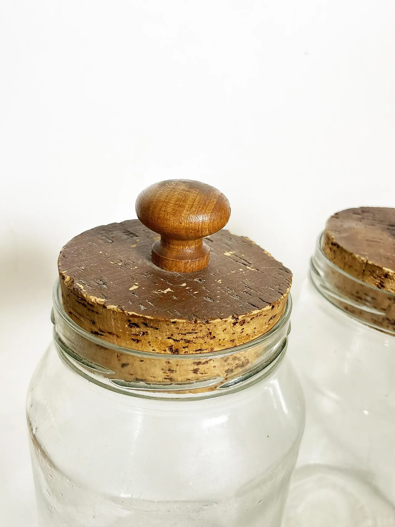 4 Barattoli di vetro con tappi di sughero, cucina decorativa, anni '50 3