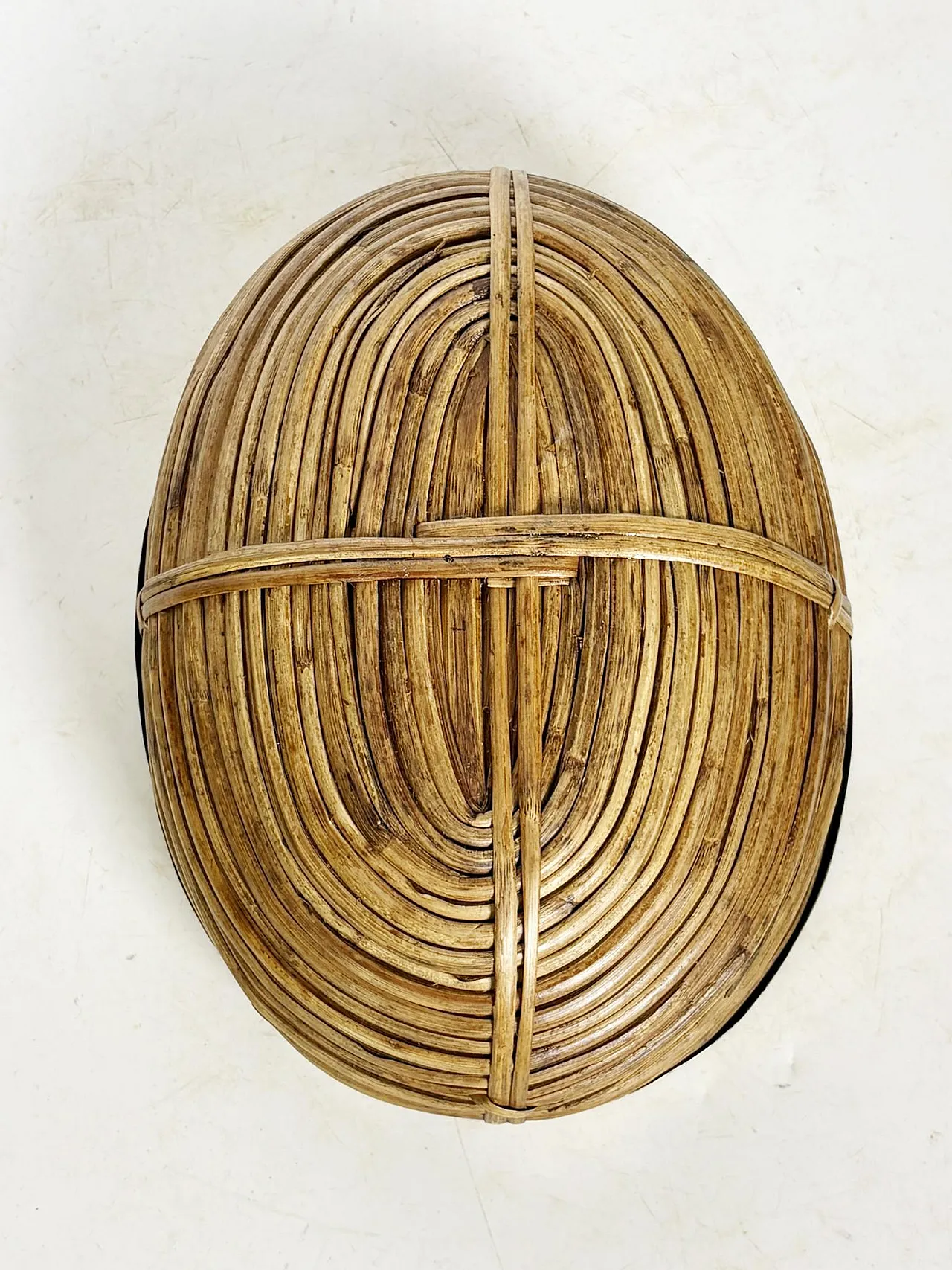Cestino in giunco e ottone, stile Costa Azzurra, anni '50 6