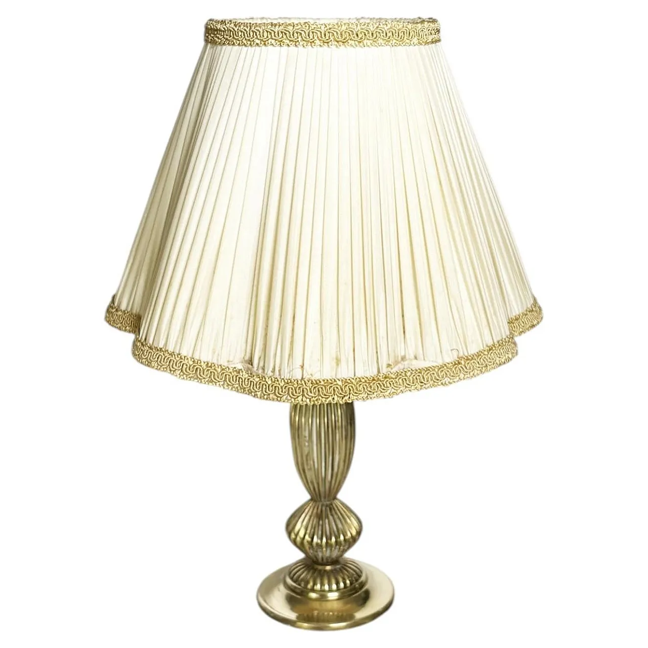 Lampada da tavolo in ottone con paralume Art Nouveau, anni '20 1