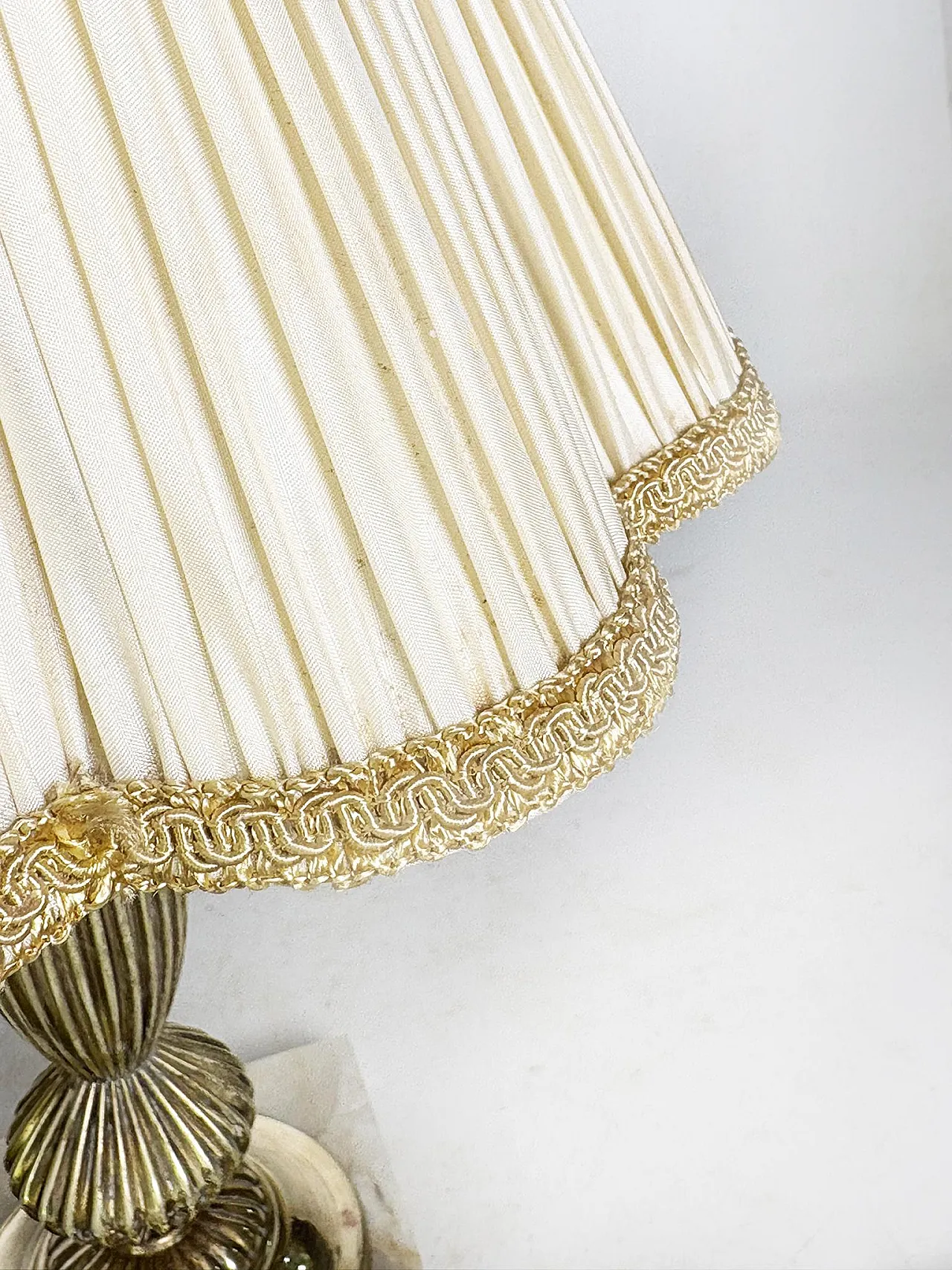 Lampada da tavolo in ottone con paralume Art Nouveau, anni '20 6