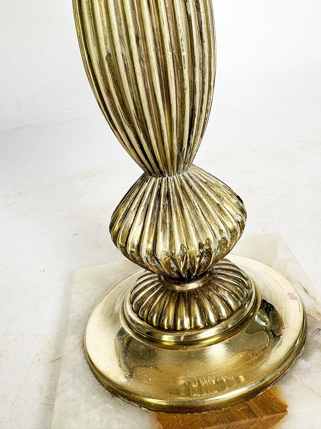 Lampada da tavolo in ottone con paralume Art Nouveau, anni '20 8