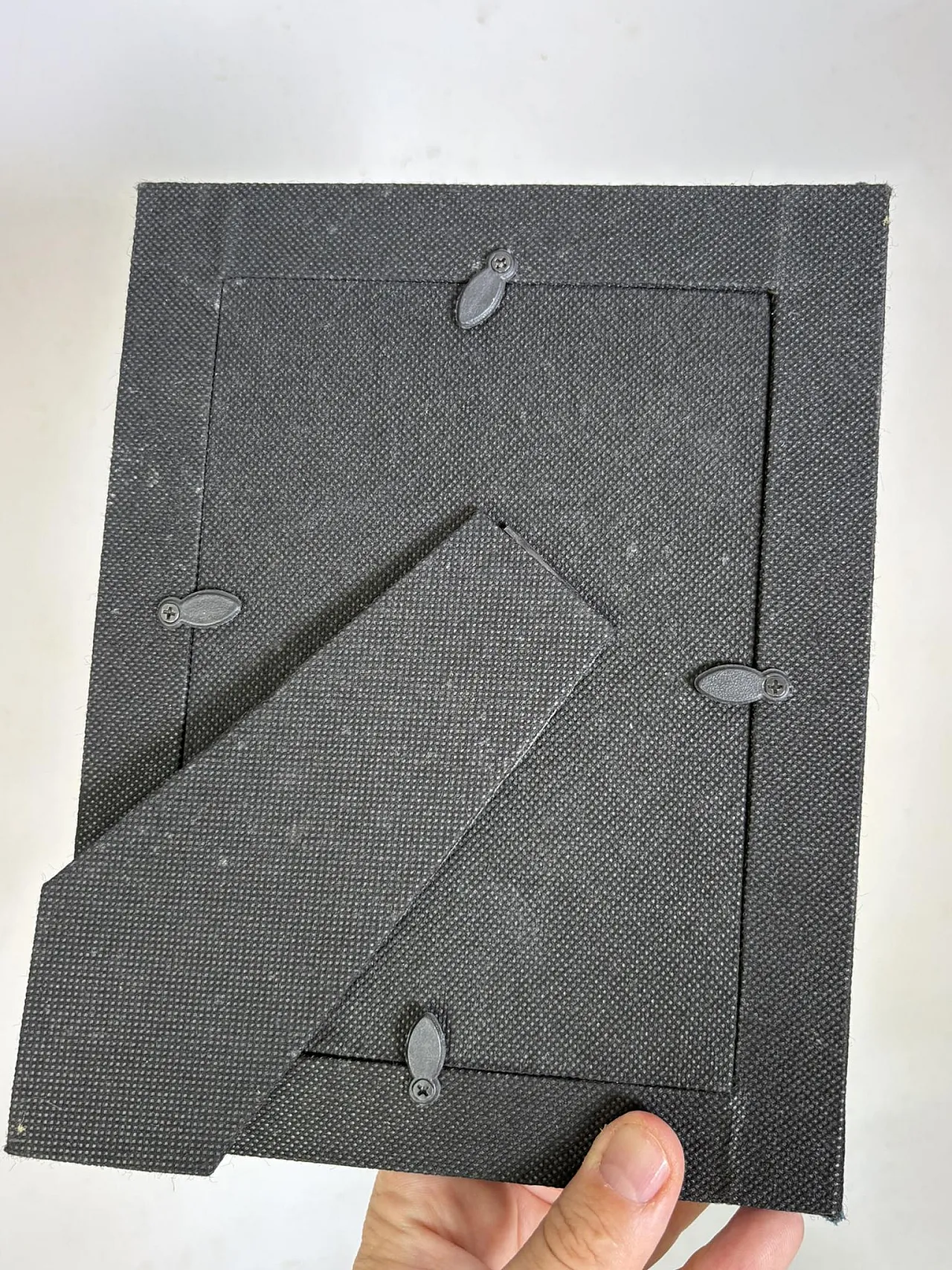 Pair of blue velvet and glass frames, 1990s 6