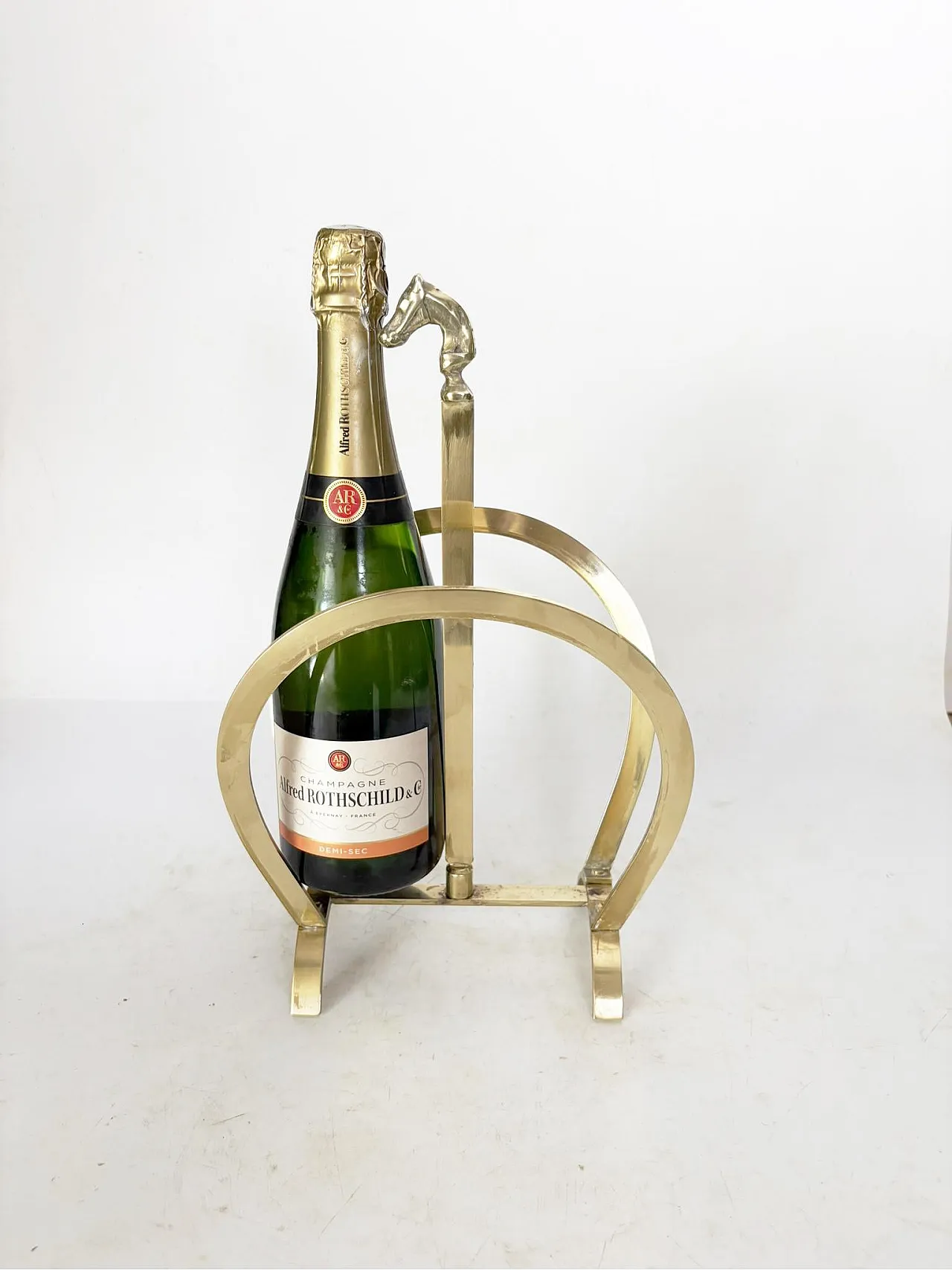 Brass magazine rack with horse detail, 1970s 3