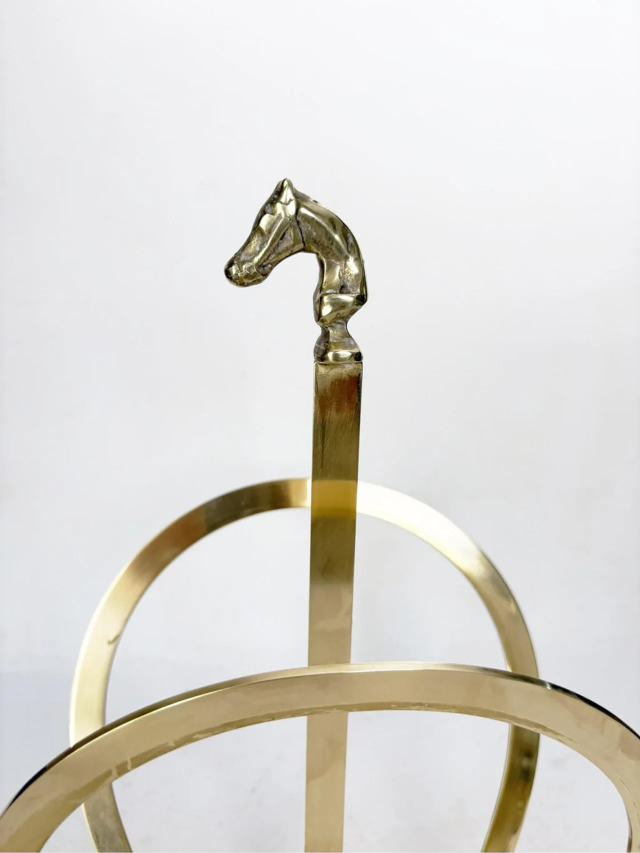 Brass magazine rack with horse detail, 1970s 4