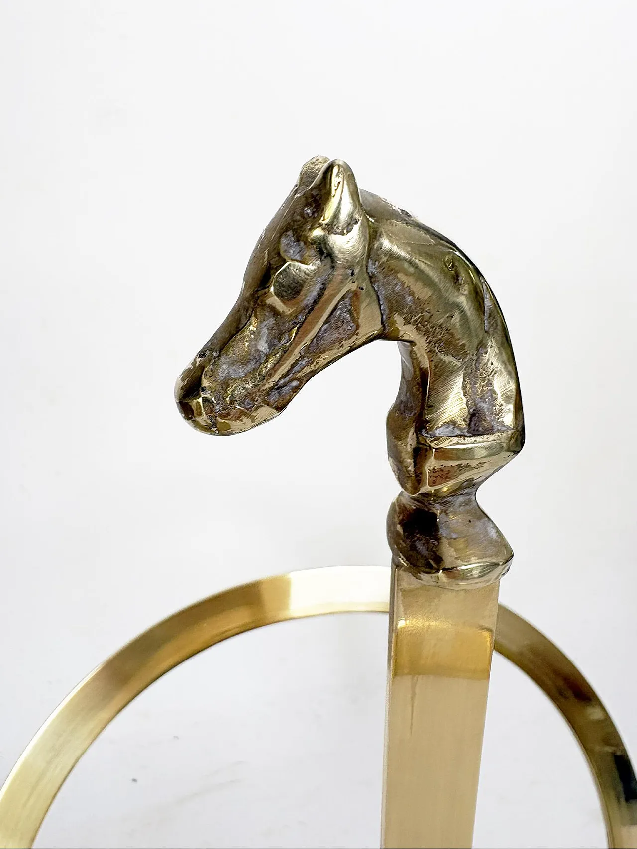 Brass magazine rack with horse detail, 1970s 5