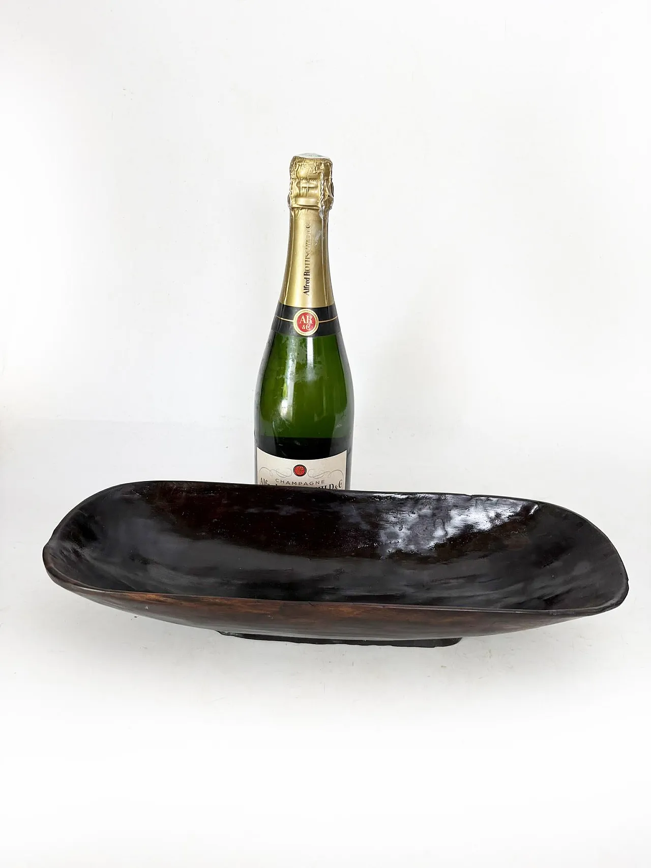 Cesto di frutta in legno con patina antica, anni '60 3