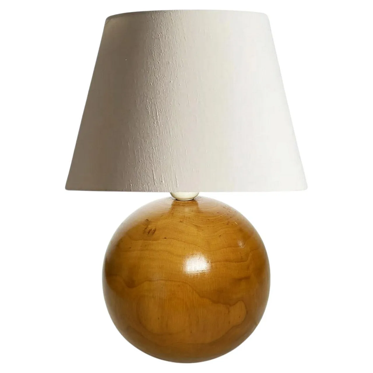 Lampada da tavolo a sfera in legno, anni '80 1