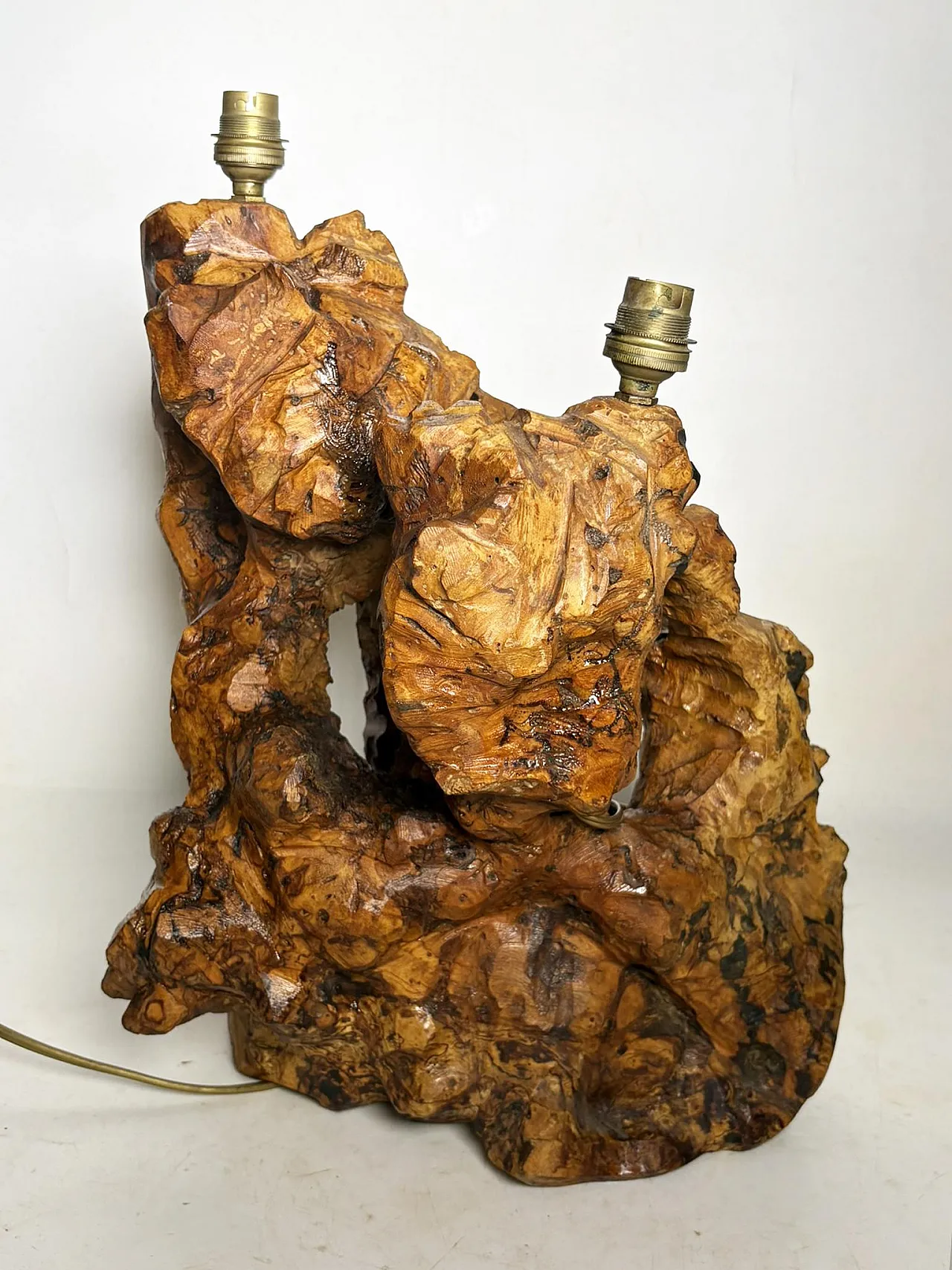 Grande lampada da tavolo in legno, anni '60 2