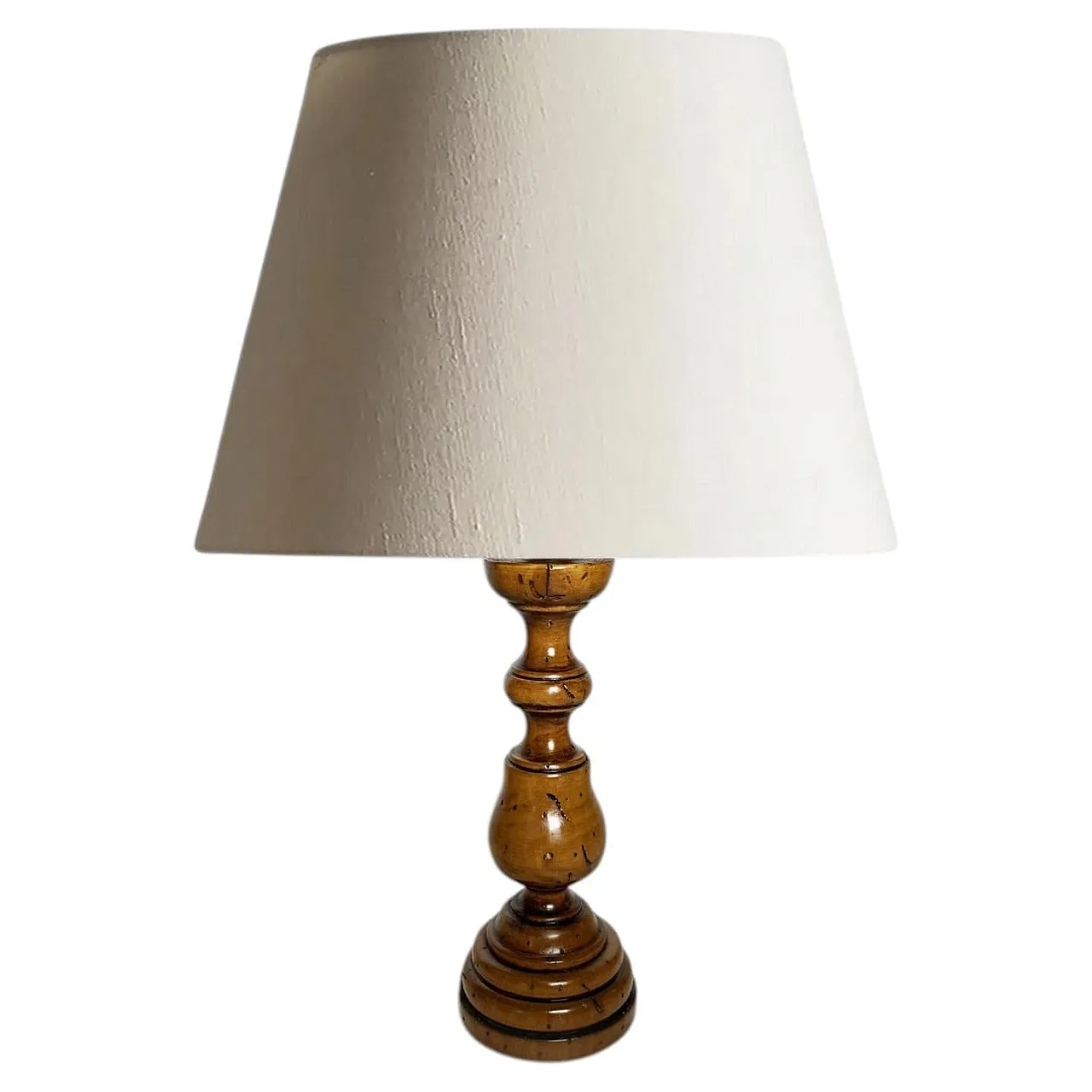 Lampada da tavolo in legno ritorto con patina antica, anni '70 1