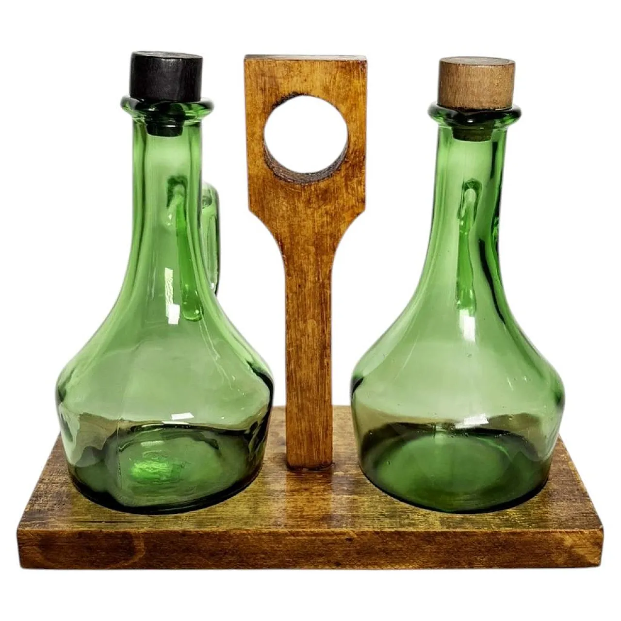 Portabottiglie per olio e aceto in legno, anni '50 1