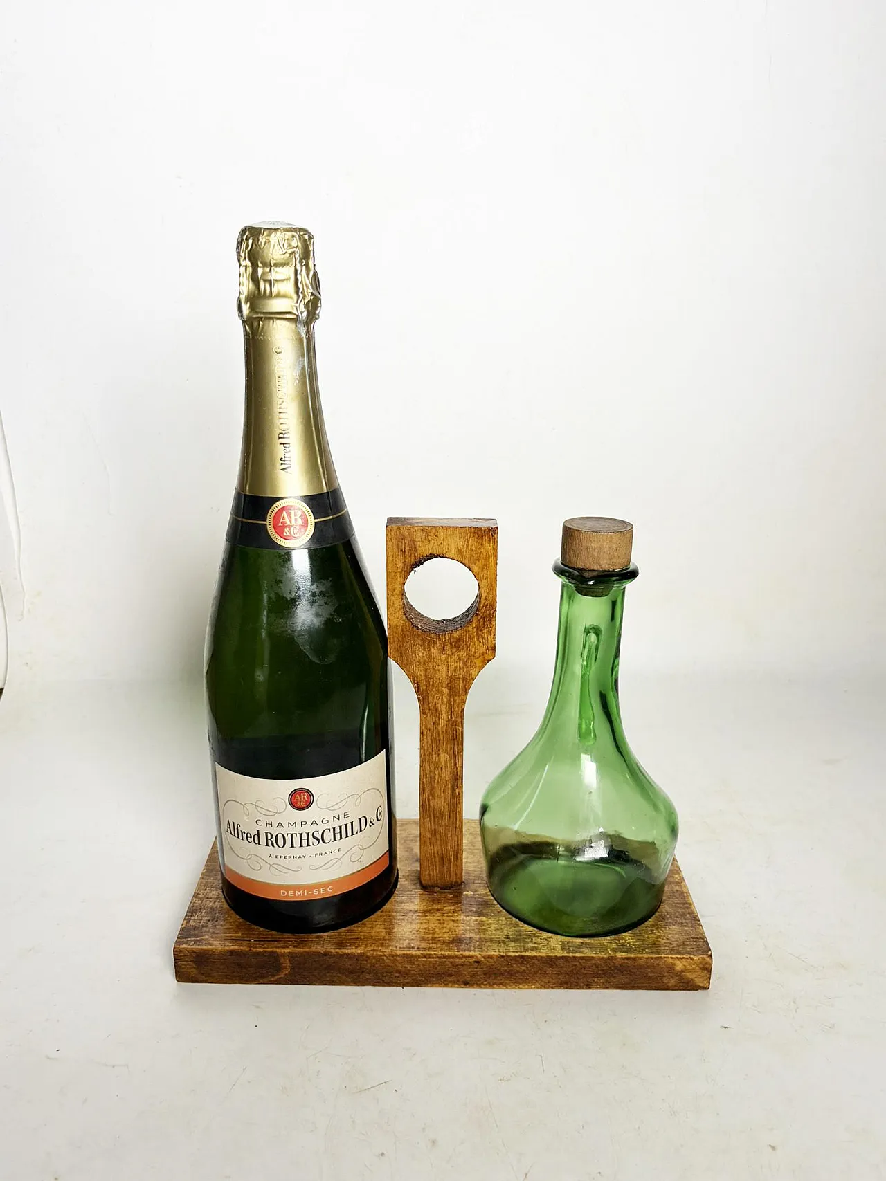 Portabottiglie per olio e aceto in legno, anni '50 3