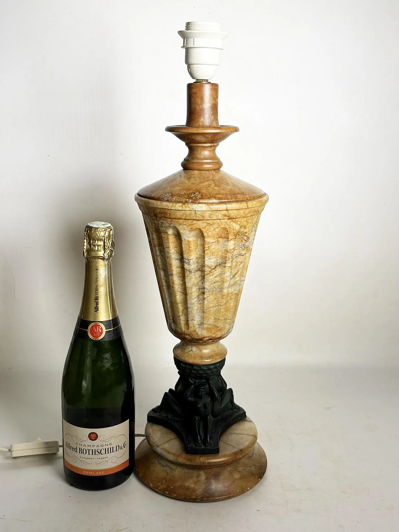 Lampada da tavolo in onice e resina, anni '80 3