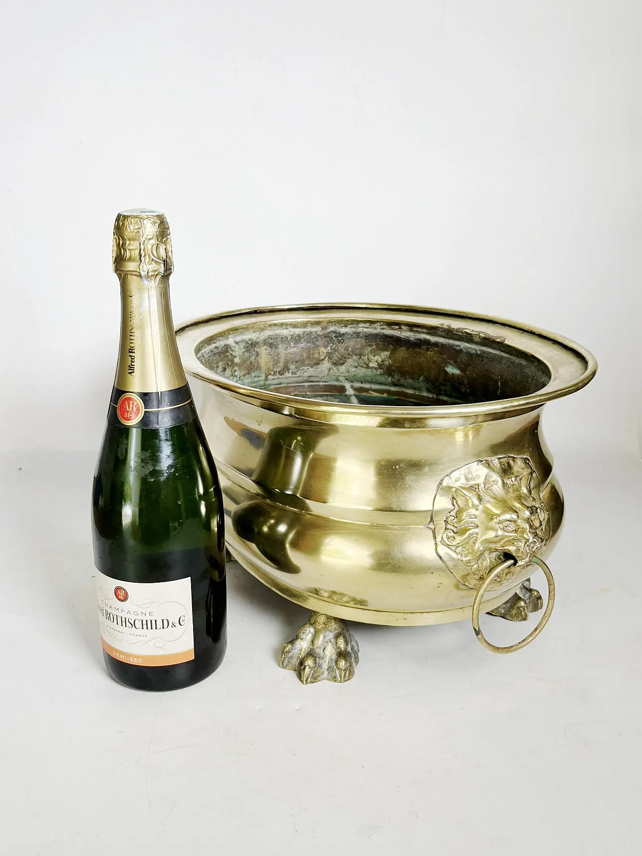Champagne cooler or plant stand in brass, 1950s 7