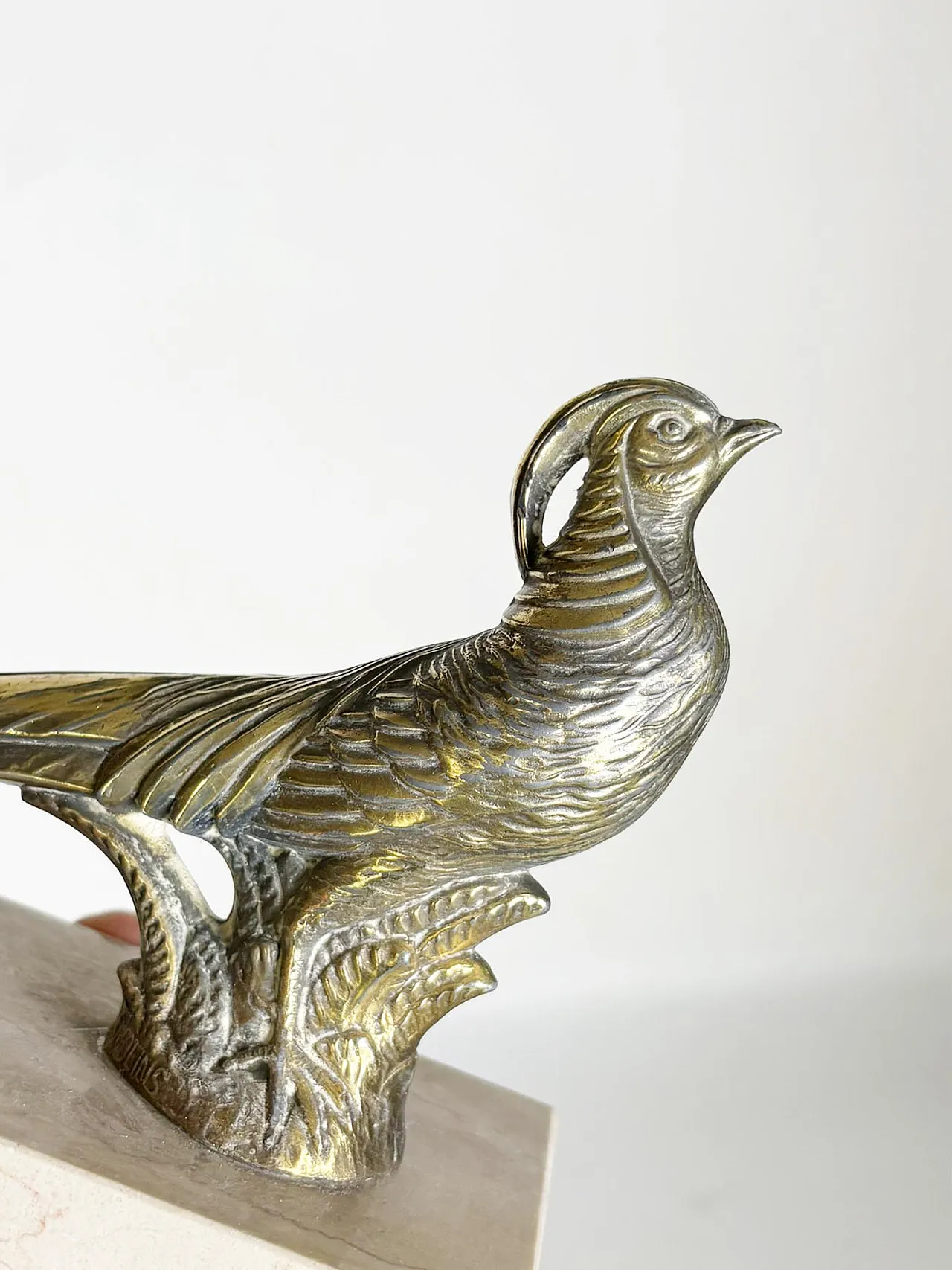 Pair of rooster bookends in marble and brass, 1950s 6
