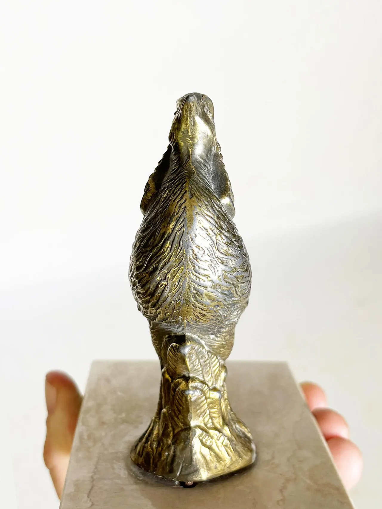 Pair of rooster bookends in marble and brass, 1950s 7