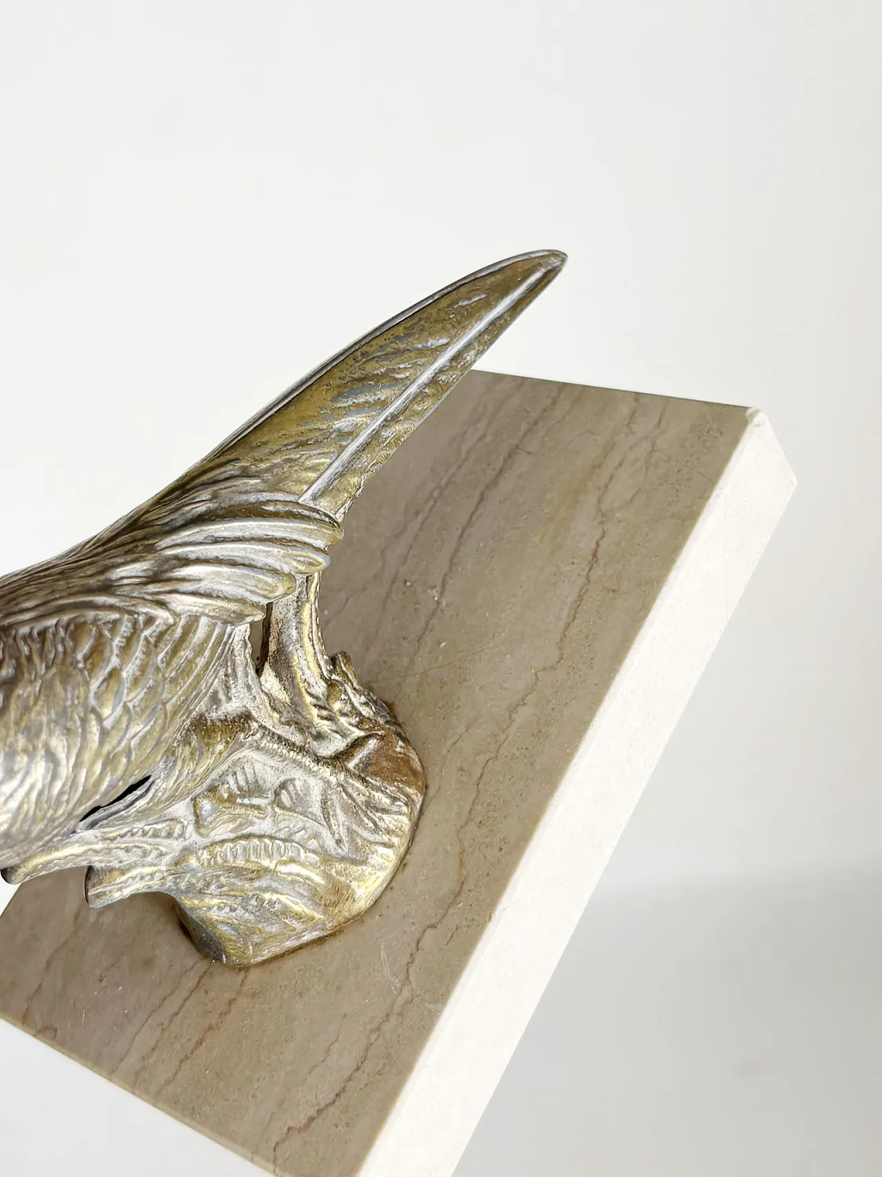 Pair of rooster bookends in marble and brass, 1950s 8