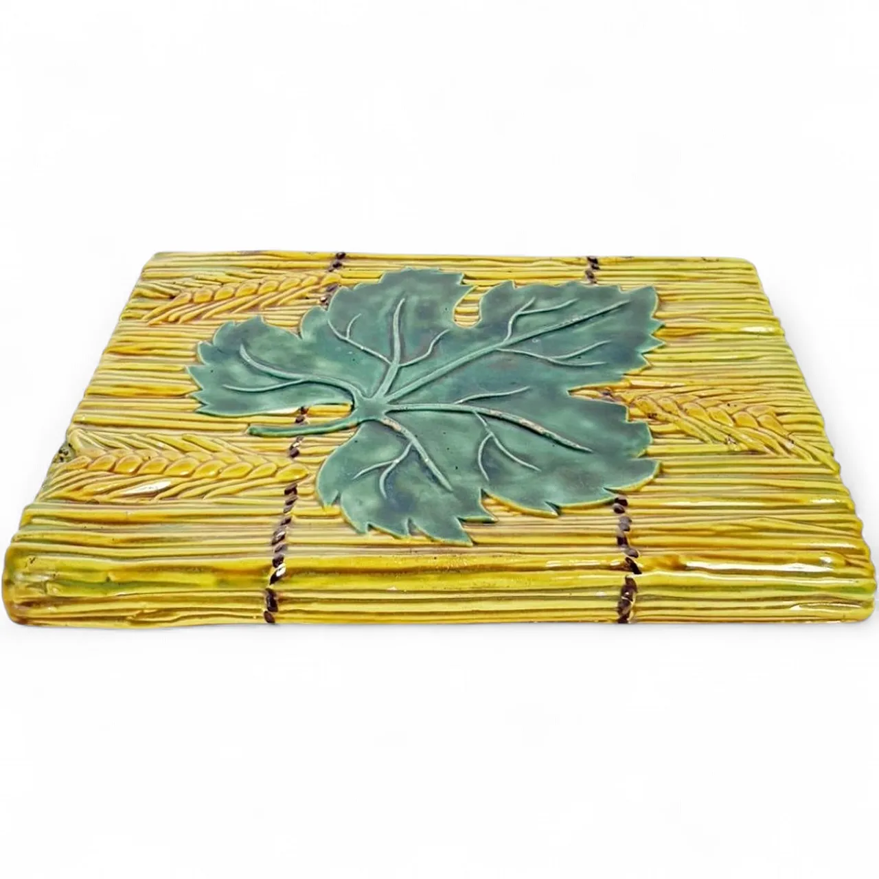 Sottopentola in ceramica smaltata gialla, anni ’70 12