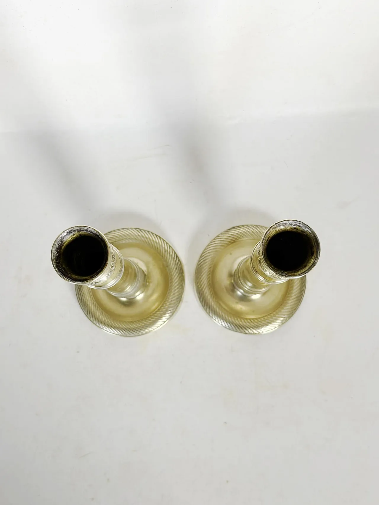 Coppia di candelieri in ottone, '800 3