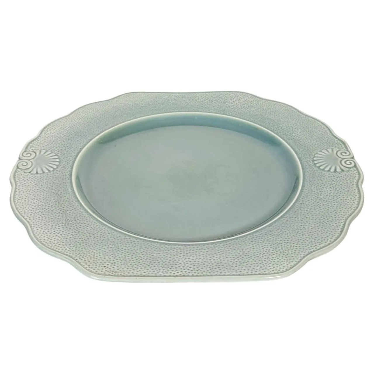 Piatto in ceramica blu, anni '70 1