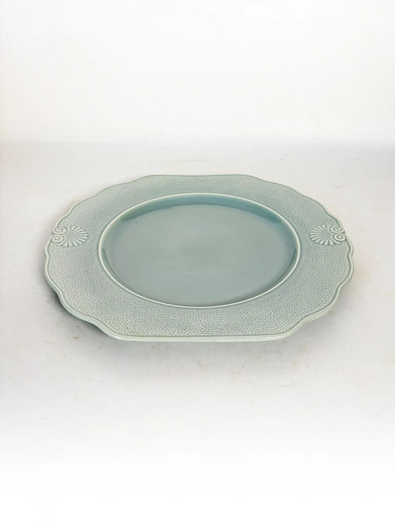 Piatto in ceramica blu, anni '70 2