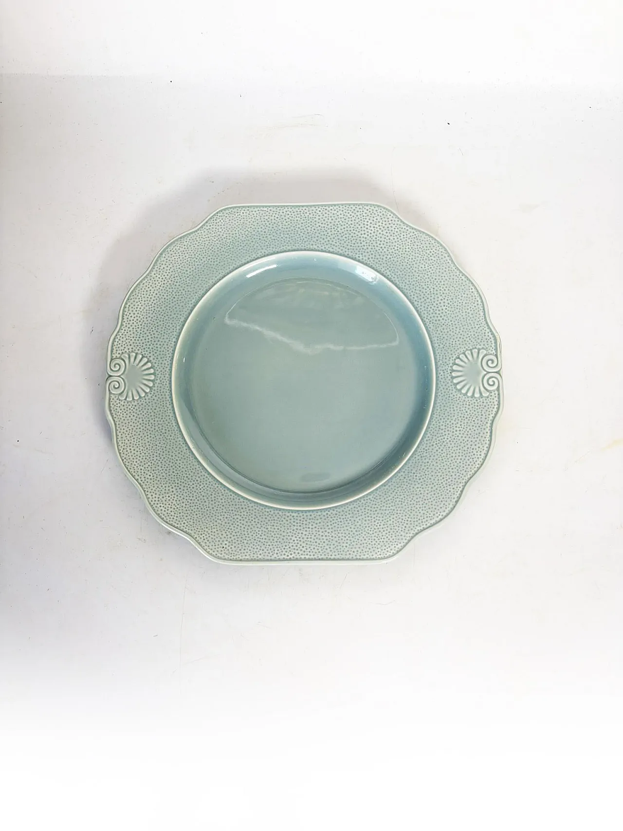 Piatto in ceramica blu, anni '70 3