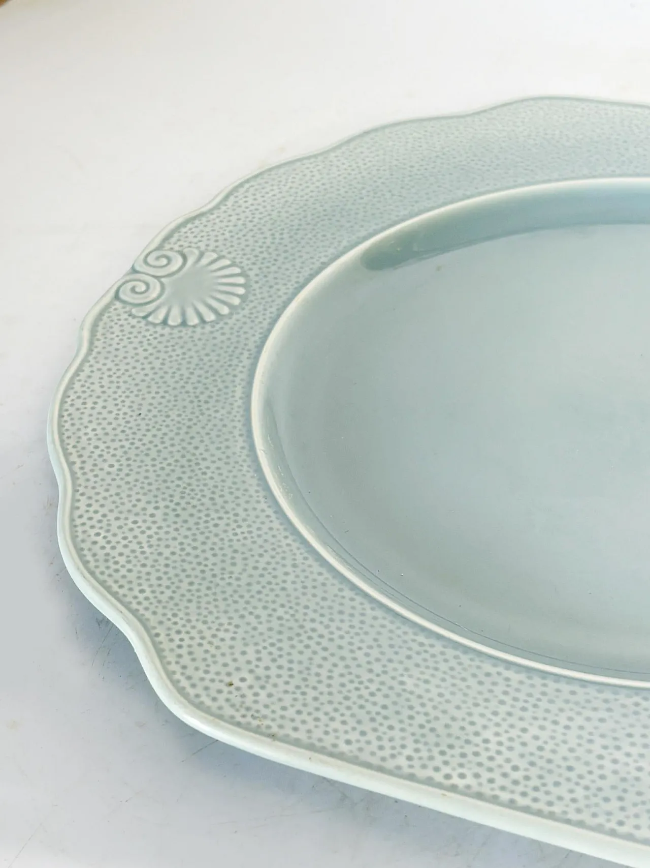 Piatto in ceramica blu, anni '70 6