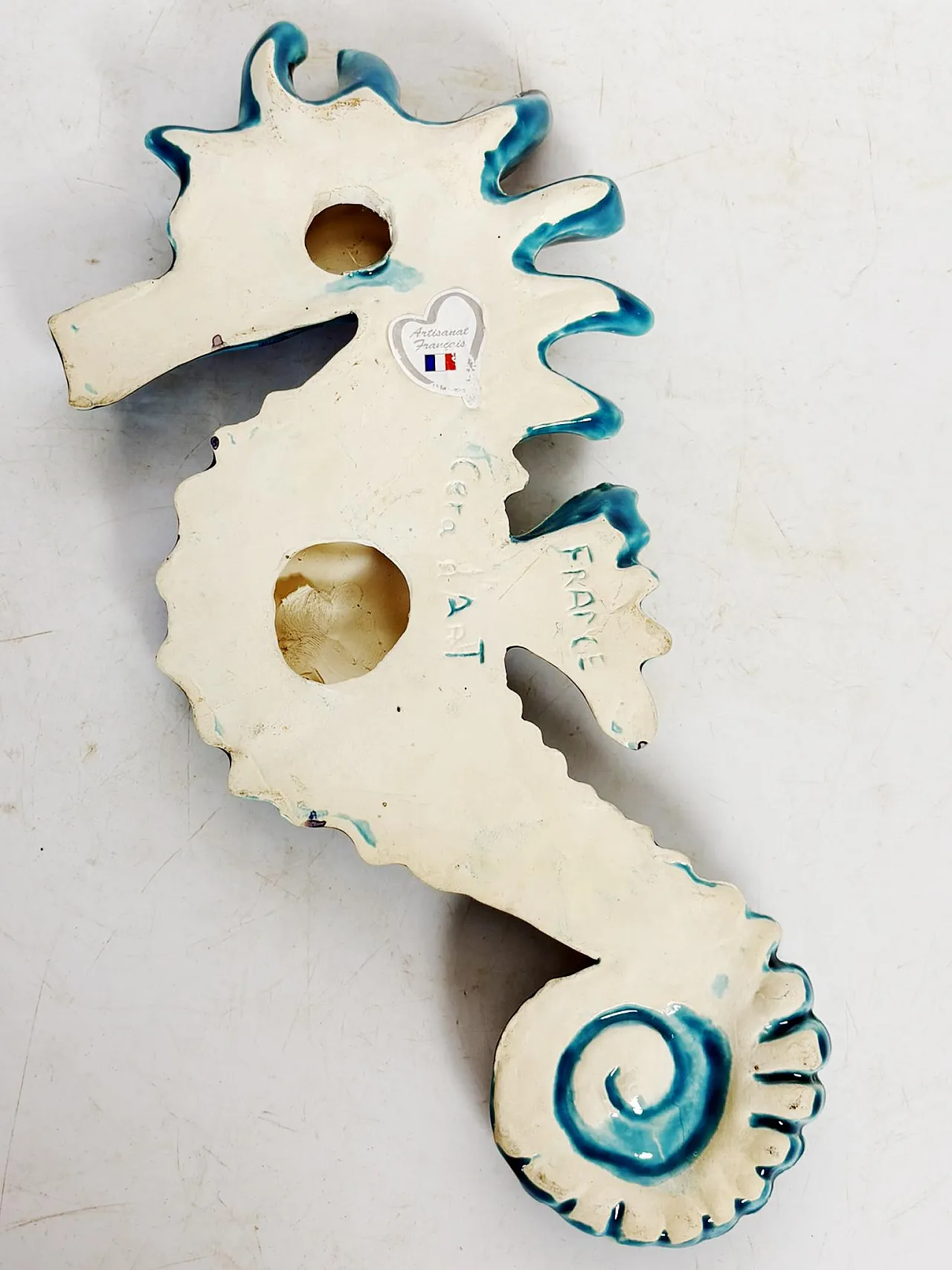 Decorazione da parete blu in ceramica smaltata, anni '70 8