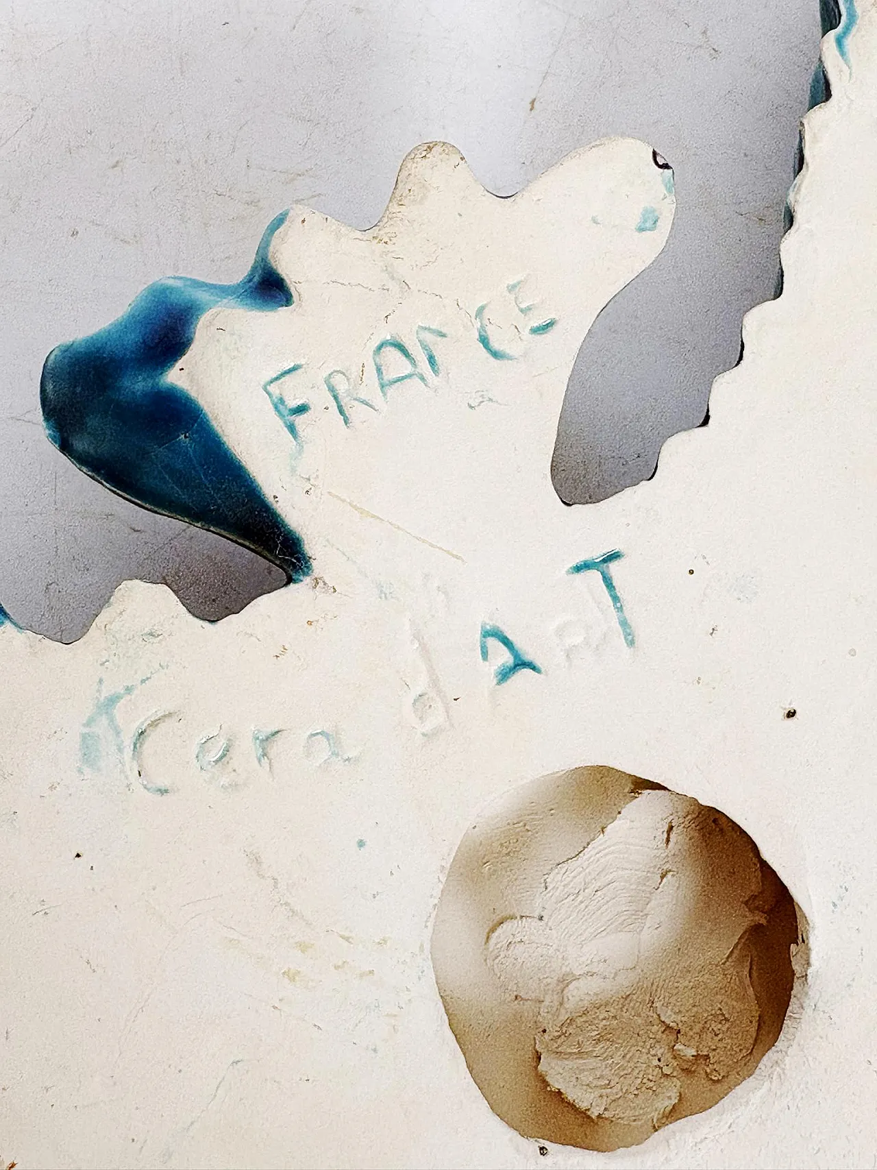 Decorazione da parete blu in ceramica smaltata, anni '70 9