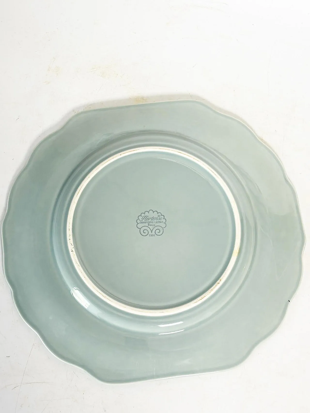 Piatto in ceramica blu, anni '70 8