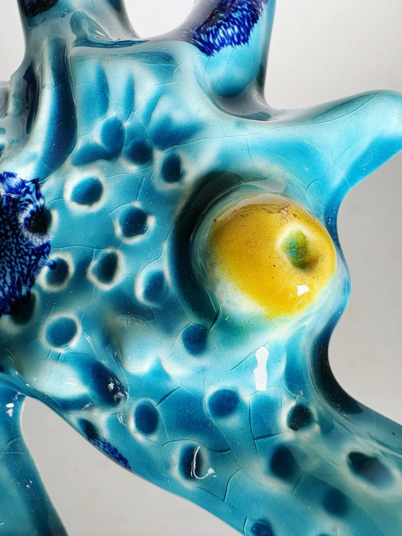 Decorazione da parete blu in ceramica smaltata, anni '70 13