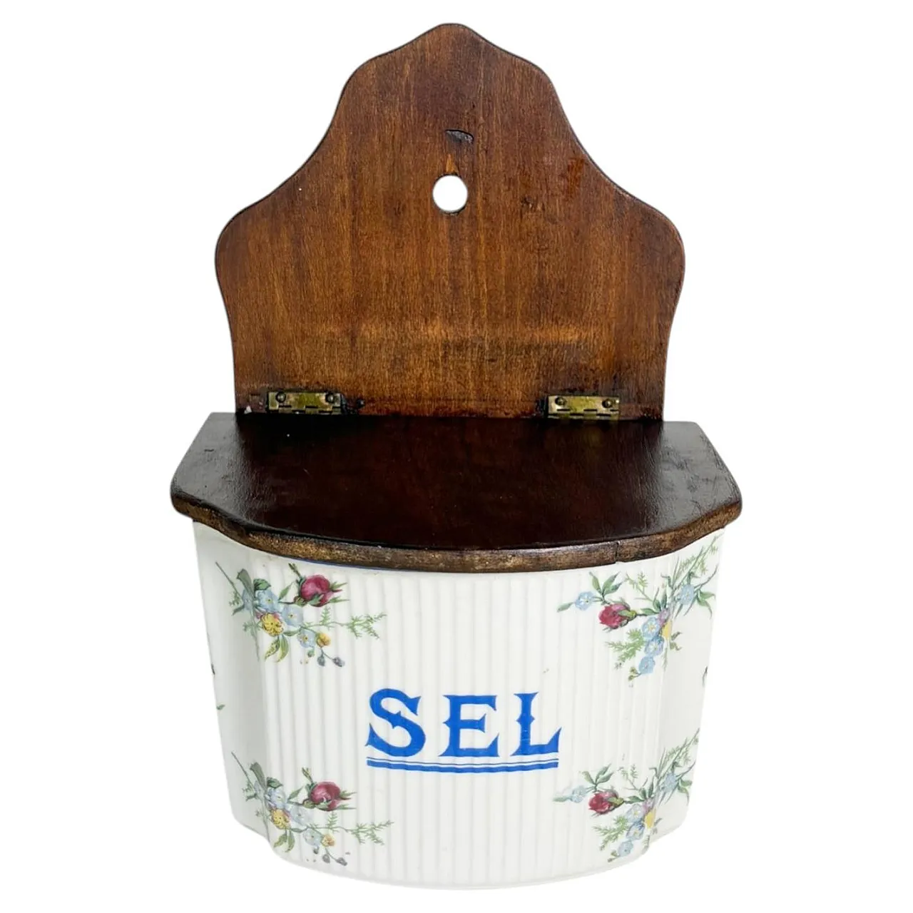 Scatola di sale in ceramica e legno, anni '70 1