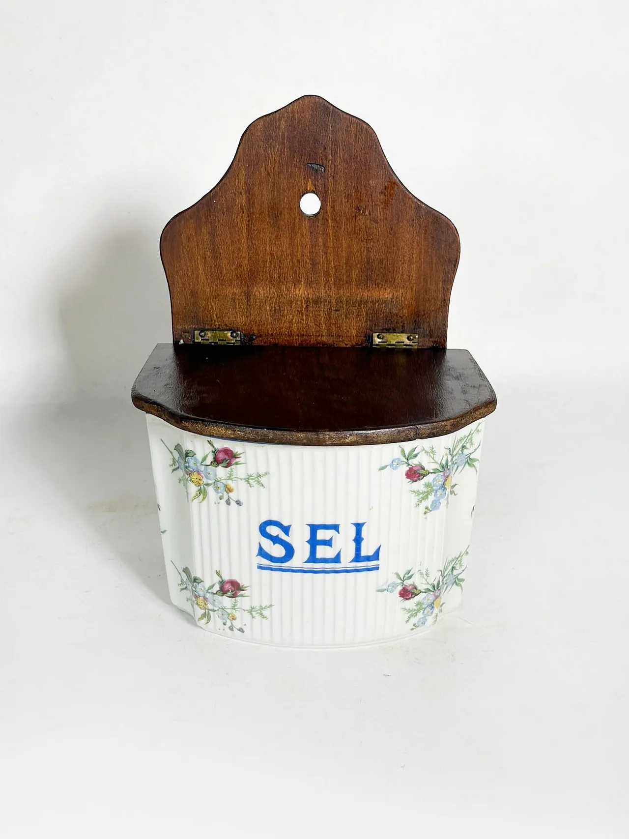 Scatola di sale in ceramica e legno, anni '70 2