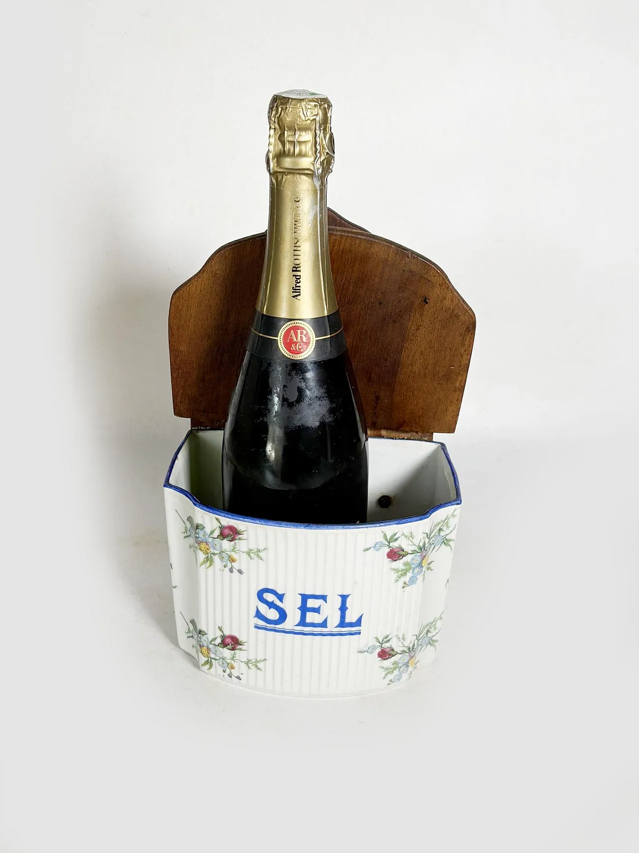 Scatola di sale in ceramica e legno, anni '70 3