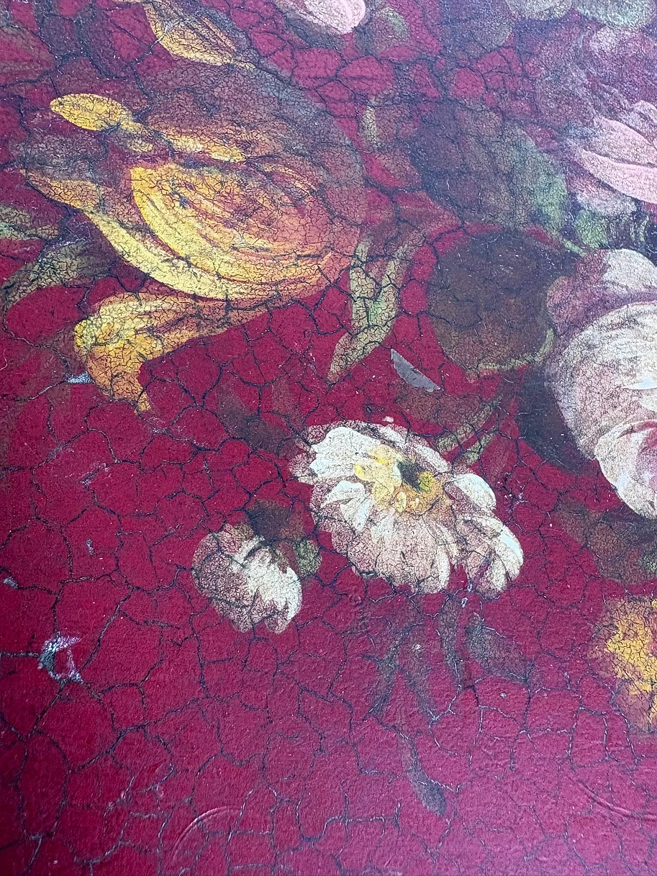 Vassoio in ferro rosso con motivo floreale, anni '40 8
