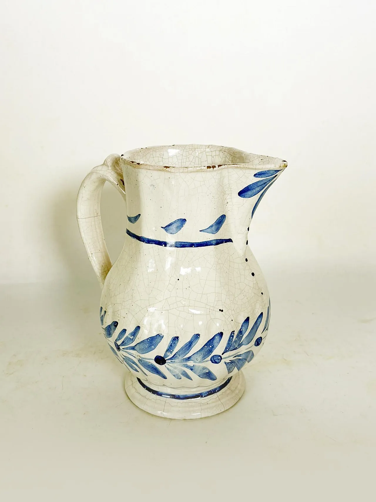Brocca in ceramica blu e bianca, dipinta a mano, '800 4
