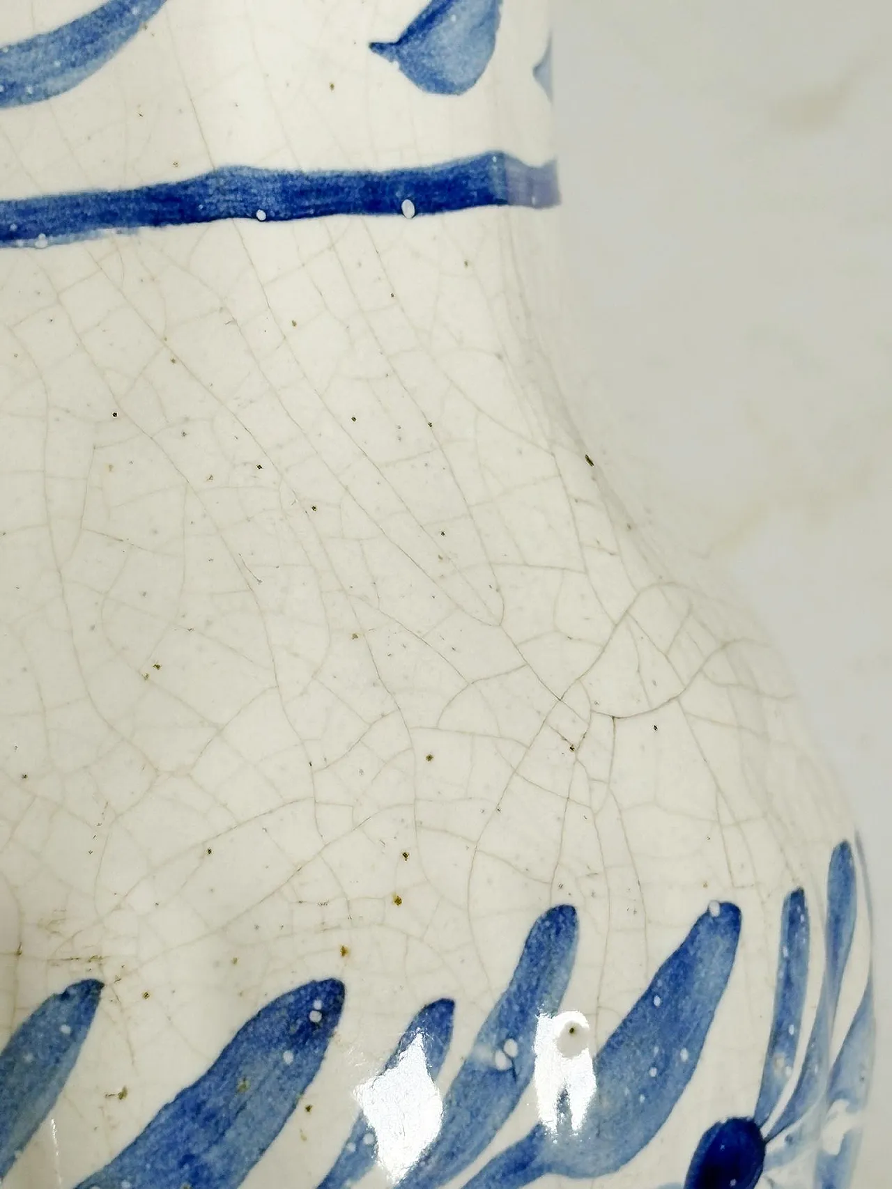 Brocca in ceramica blu e bianca, dipinta a mano, '800 7