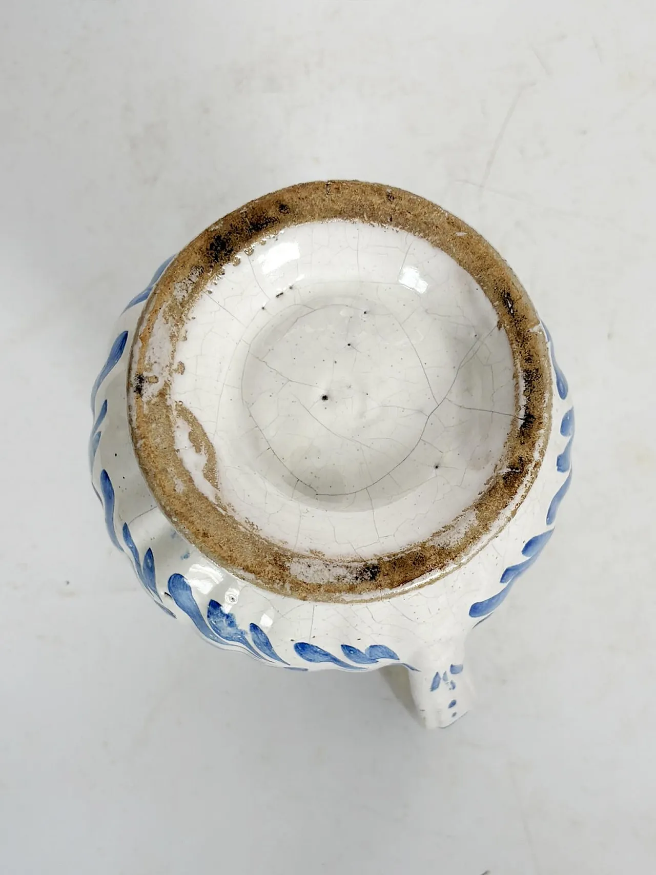 Brocca in ceramica blu e bianca, dipinta a mano, '800 8