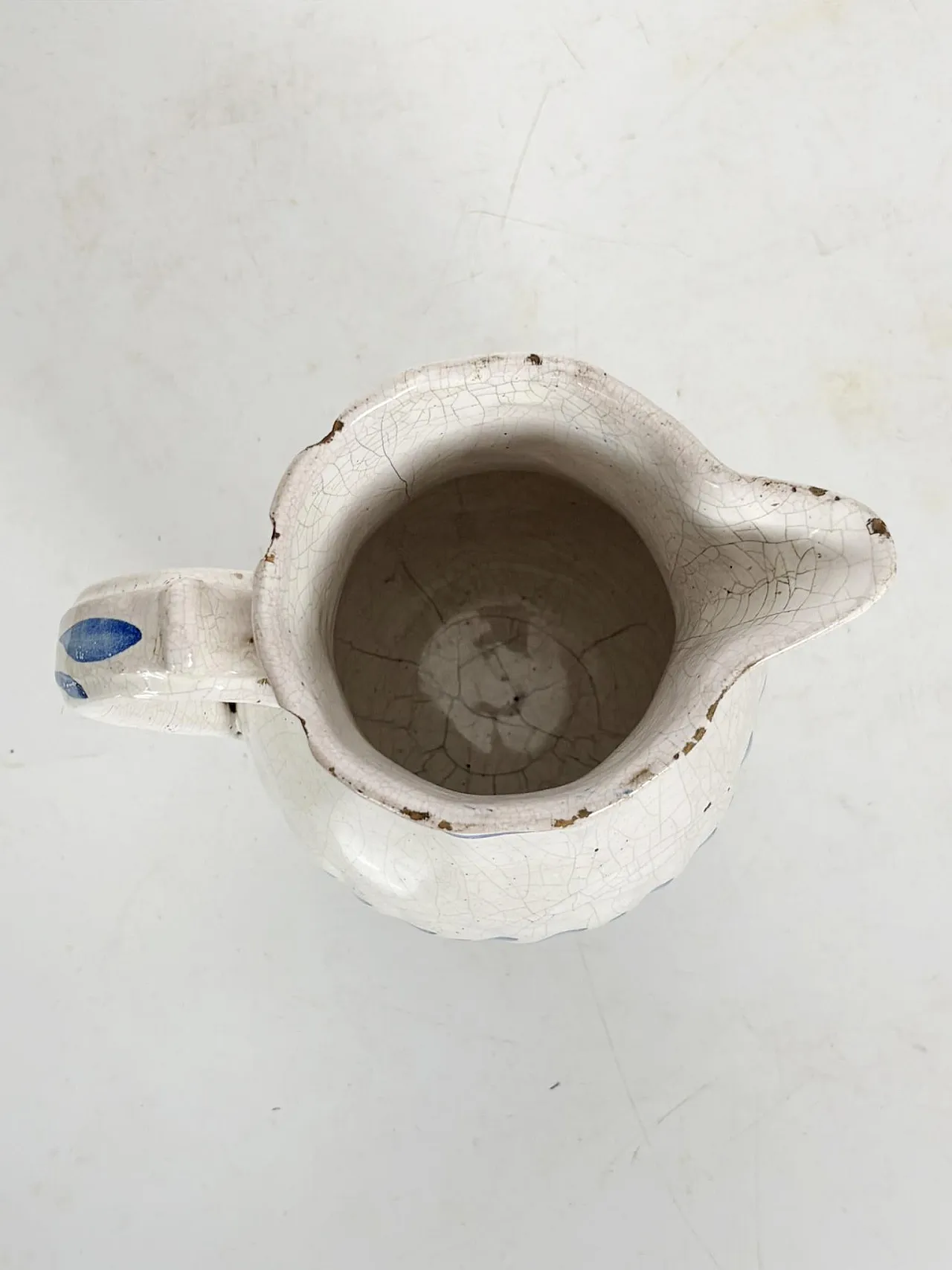 Brocca in ceramica blu e bianca, dipinta a mano, '800 10