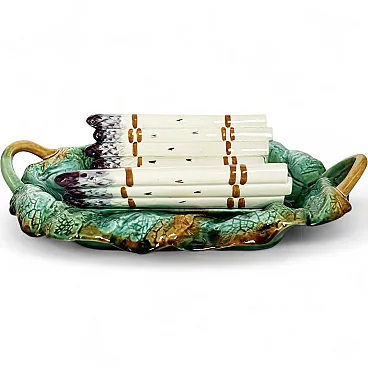 Piatto da portata per asparagi in maiolica, '800
