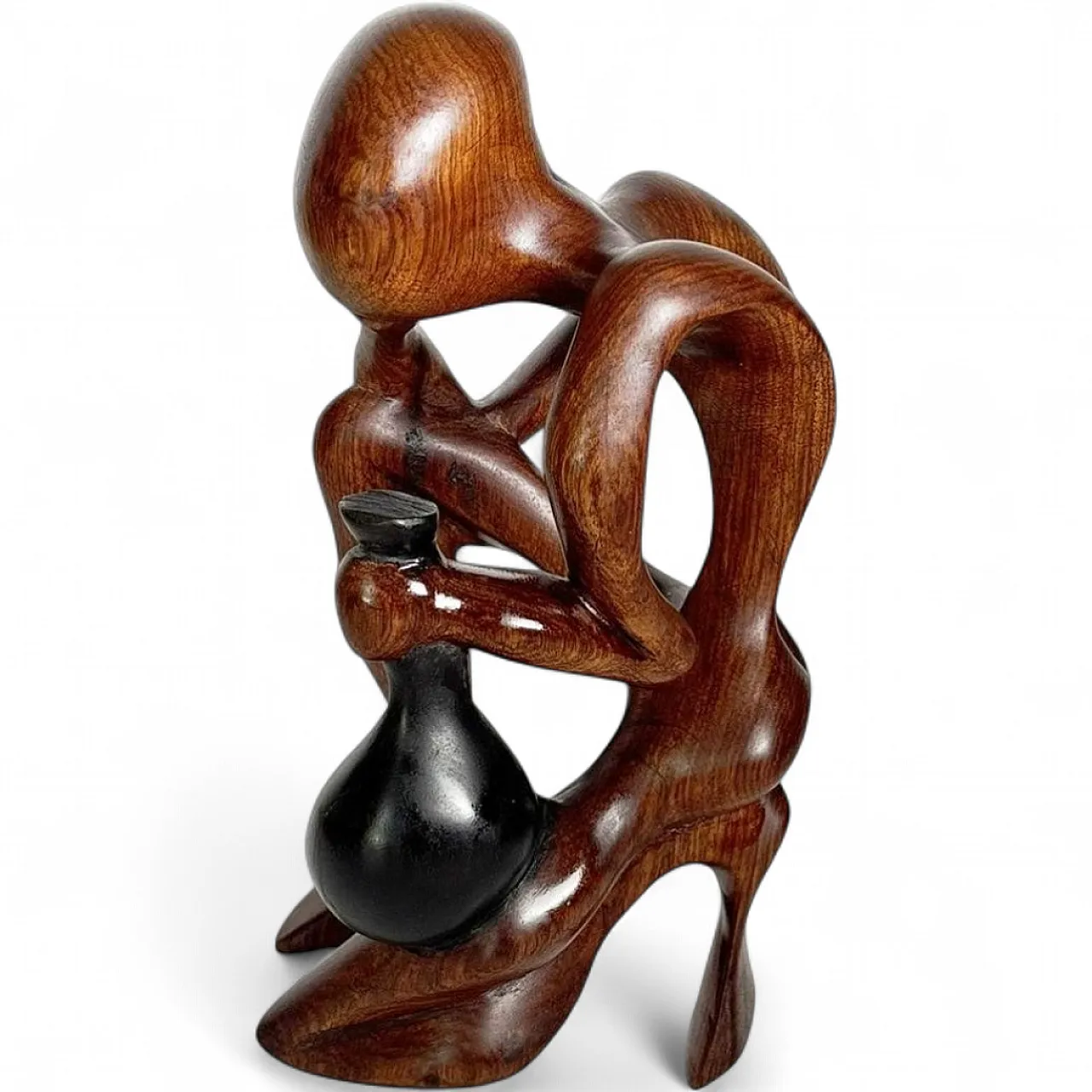 Scultura in legno raffigurante una donna accovacciata, anni ’70 18