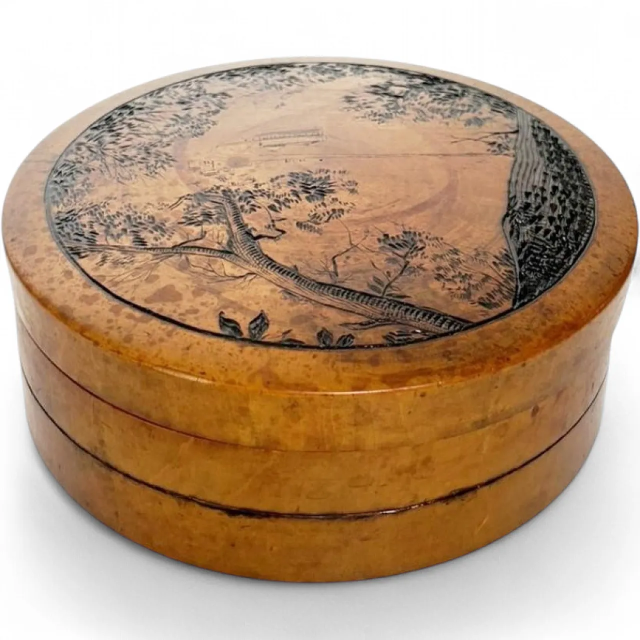 Scatola rotonda in legno, anni ’50 19