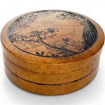 Scatola rotonda in legno, anni ’50