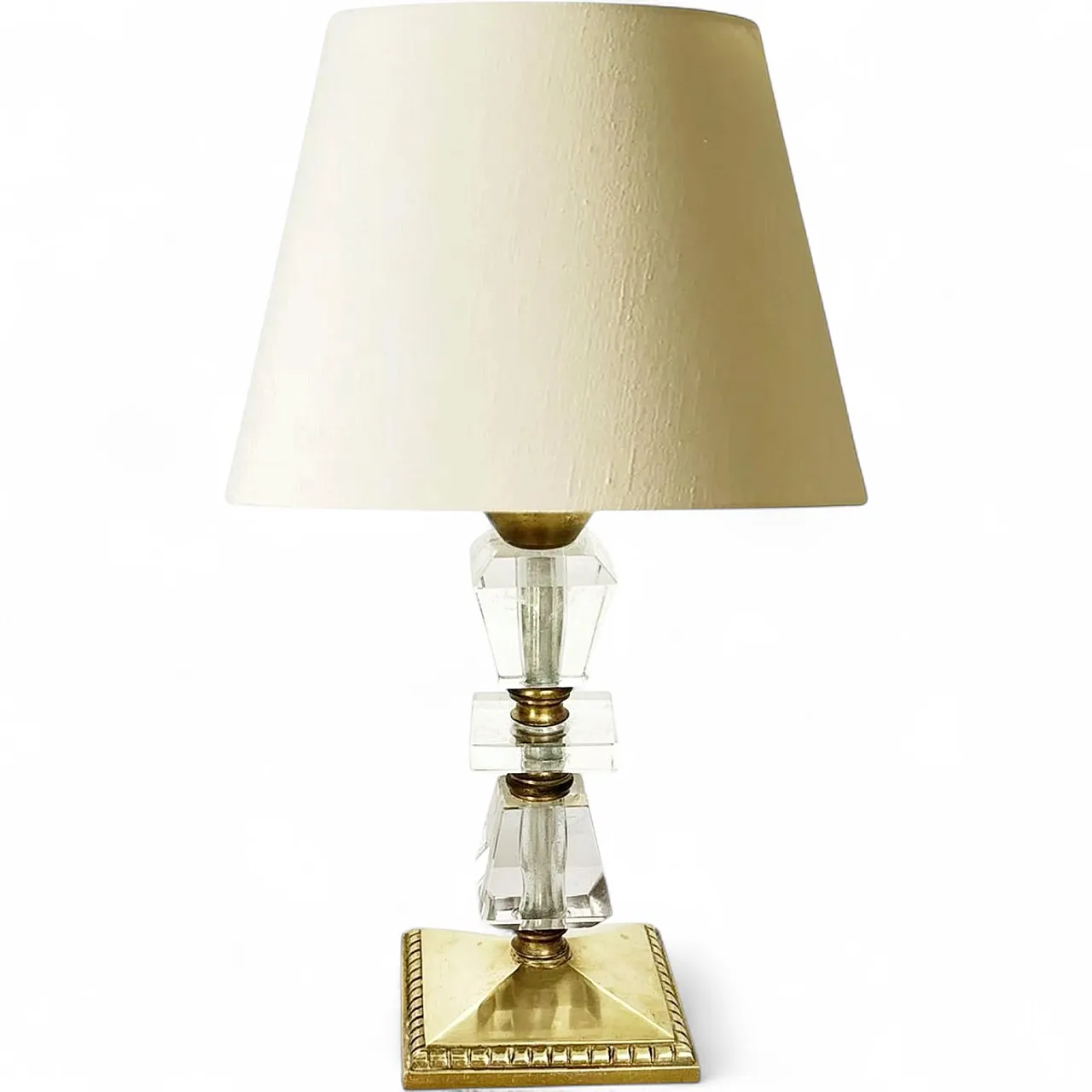 Lampada da tavolo in ottone e plexiglass, anni ’40 12