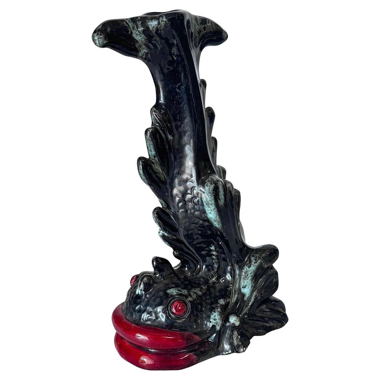 Sculptural glazed ceramic candlestick, mid-20th century 1